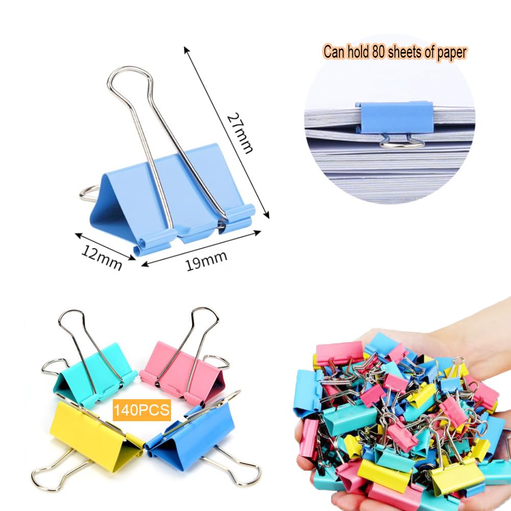 80 Pinces Double Clip 19mm - 4 Couleurs Vives Pour Bureau, École, Organisation Documents