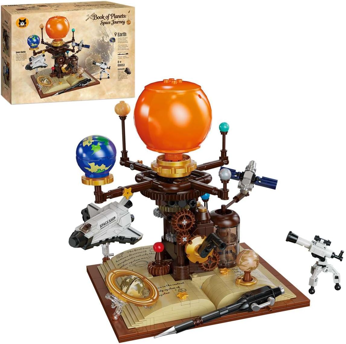 Spinning Solar System Space Building Kit with Rotating Planet Model