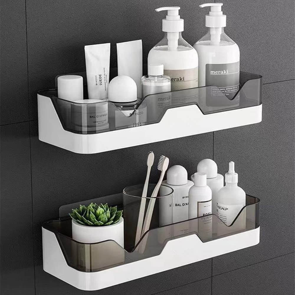 MIXDE 2-Pack Shower Caddy, Separable Shower Organizer with 4 Pieces of Adhesives,No Drilling Double Layer Shower Shelf, Used for Bathroom and Kitchen (Grey)