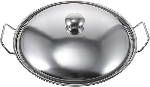 Kichvoe 1 juego de olla de acero inoxidable cubierta olla al aire libre mango wok olla wok sartén salteado wok cocina sartén sartén acero inoxidable