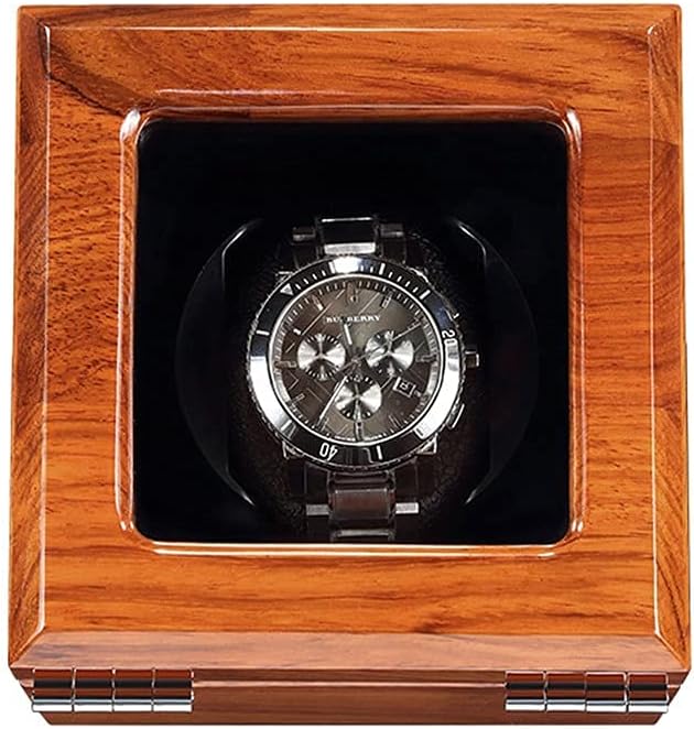 Automatic Watch Winder Box Case with Quiet Motor 5 Rotation Mode Settings Display Holder Organizer Ac Adapter Powered,Black,1+0
