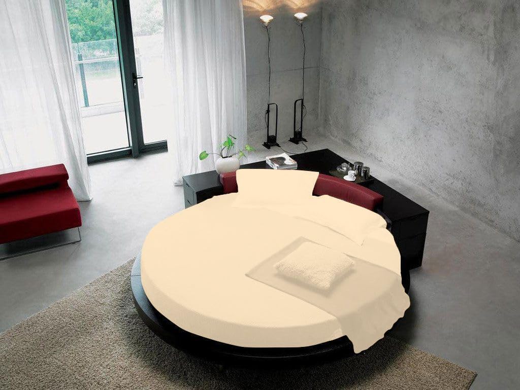 4 Piece Round Bed Sheet Set - 1 Flat Sheet 1 Round Bed Fitted Sheet 100 Egyptian Cotton