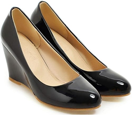 Amazon トブイシューズ 走れる パンプス 痛くない ポインテッドトゥ ウエッジソール パンプス 8cmヒール 美脚 ハイヒール とんがりトゥ ウェッジ パンプス エナメル ウェッジヒール レディース 万能 通勤 立ち仕事 黒 ウエッジパンプス トブイシューズ パンプス