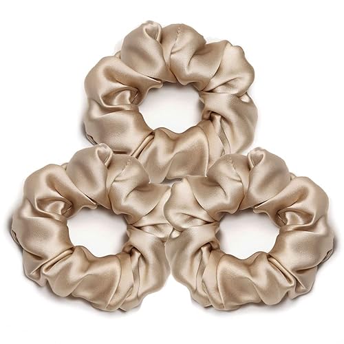 Miniatura 9 de Michooyel Paquete de 3 coleteros de seda de morera con banda elástica, 16 lazos de seda Momme para mujeres y niñas
