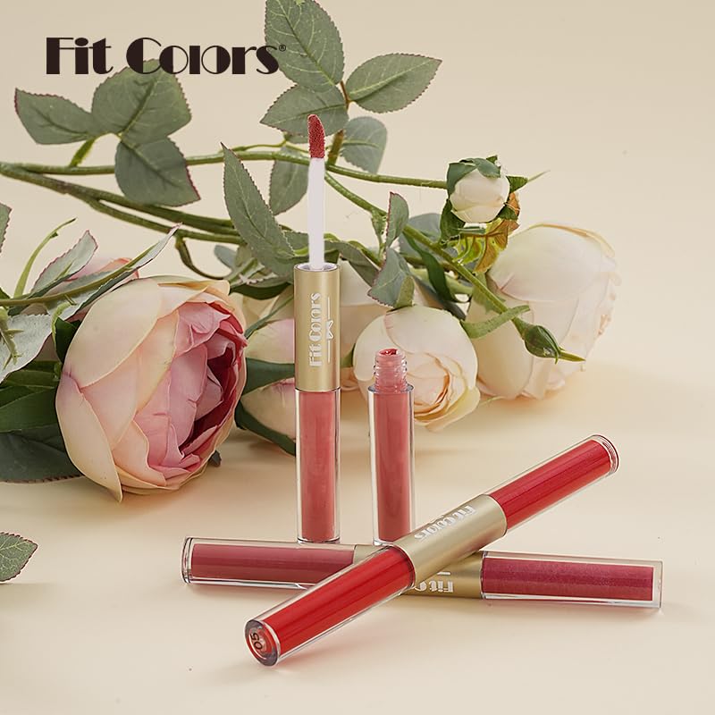 Miniatura 7 de AKARY Lápiz labial líquido mate y brillante, resistente al agua, doble extremo, altamente pigmentado, brillo de labios de larga duración, tinte de