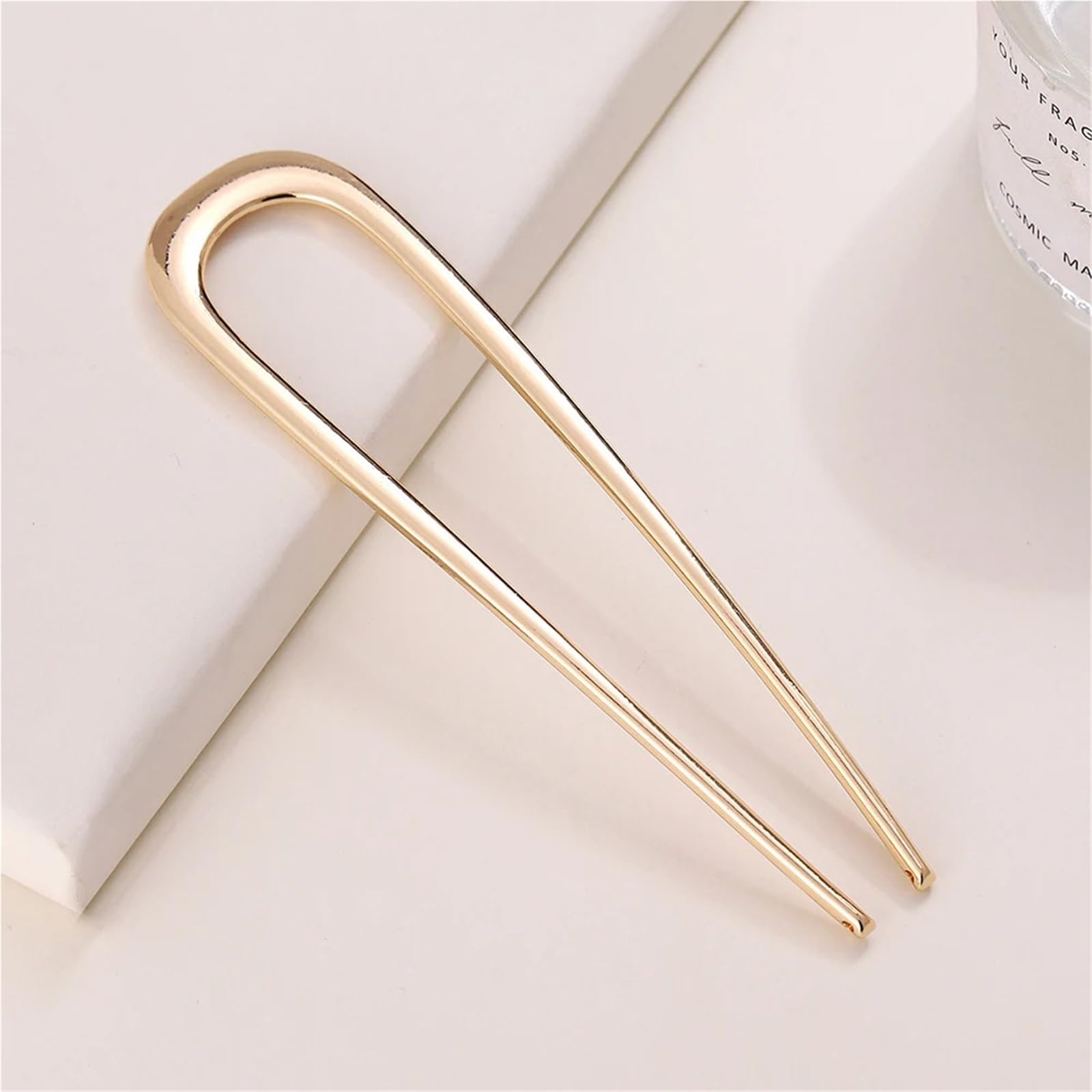 Horquillas para el pelo en forma de U, 15 unidades, largas y gruesas, en forma de U: elegantes accesorios para el cabello de aleación dorada y plateada para moño de mujer (plata)