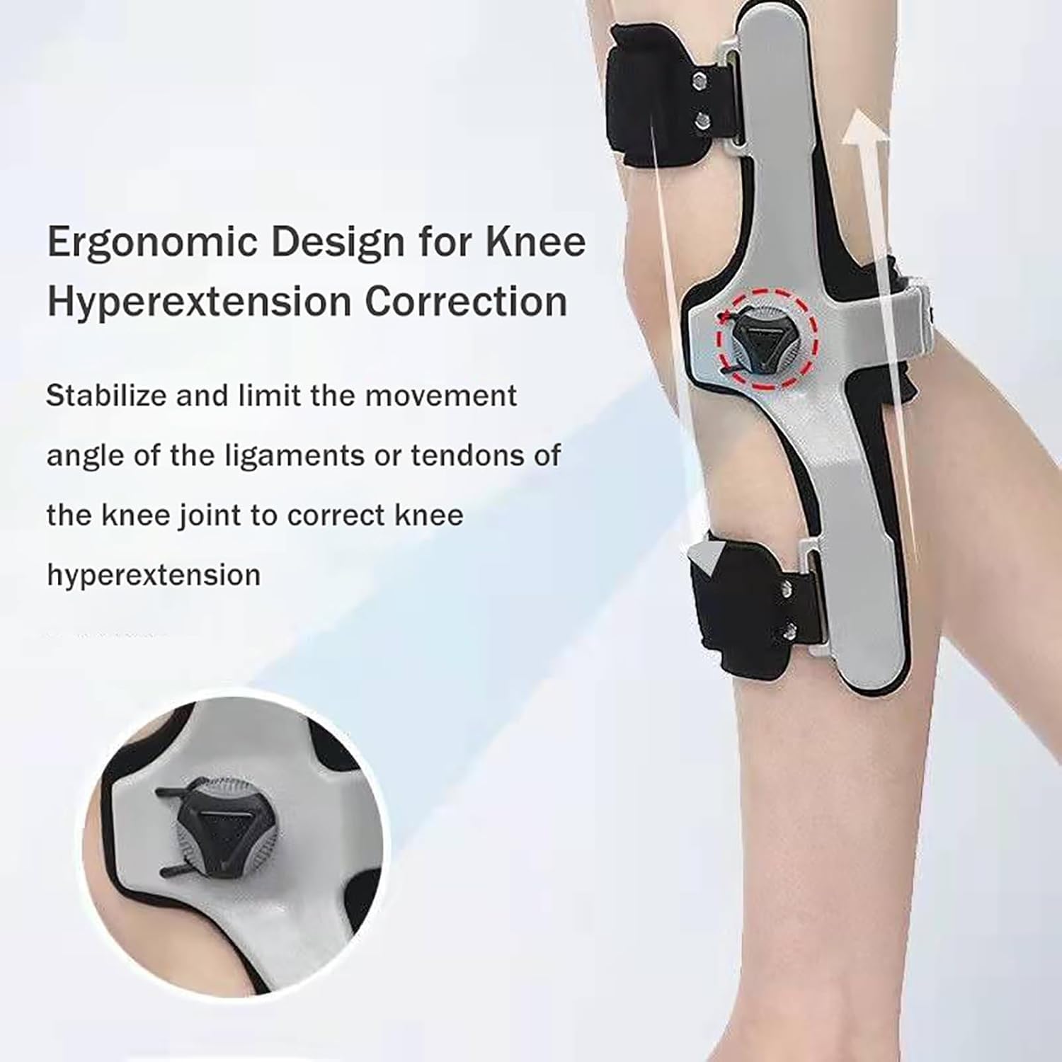 1 szt. Regulowany stabilizator kolana na przeprost – oddychające wsparcie dla ACL, PCL i powrotu do zdrowia po chorobie zwyrodnieniowej stawów(Right,Large)