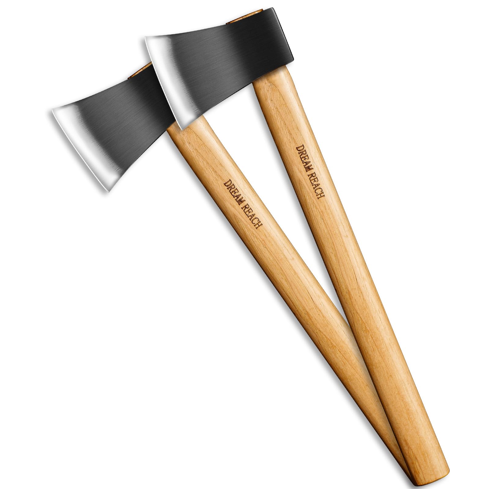 Dream Reach Set di 2 Asce Spaccalegna in Acciaio al Carbonio con Manico in Legno Dritto, Accetta Universale da Giardino e Outdoor