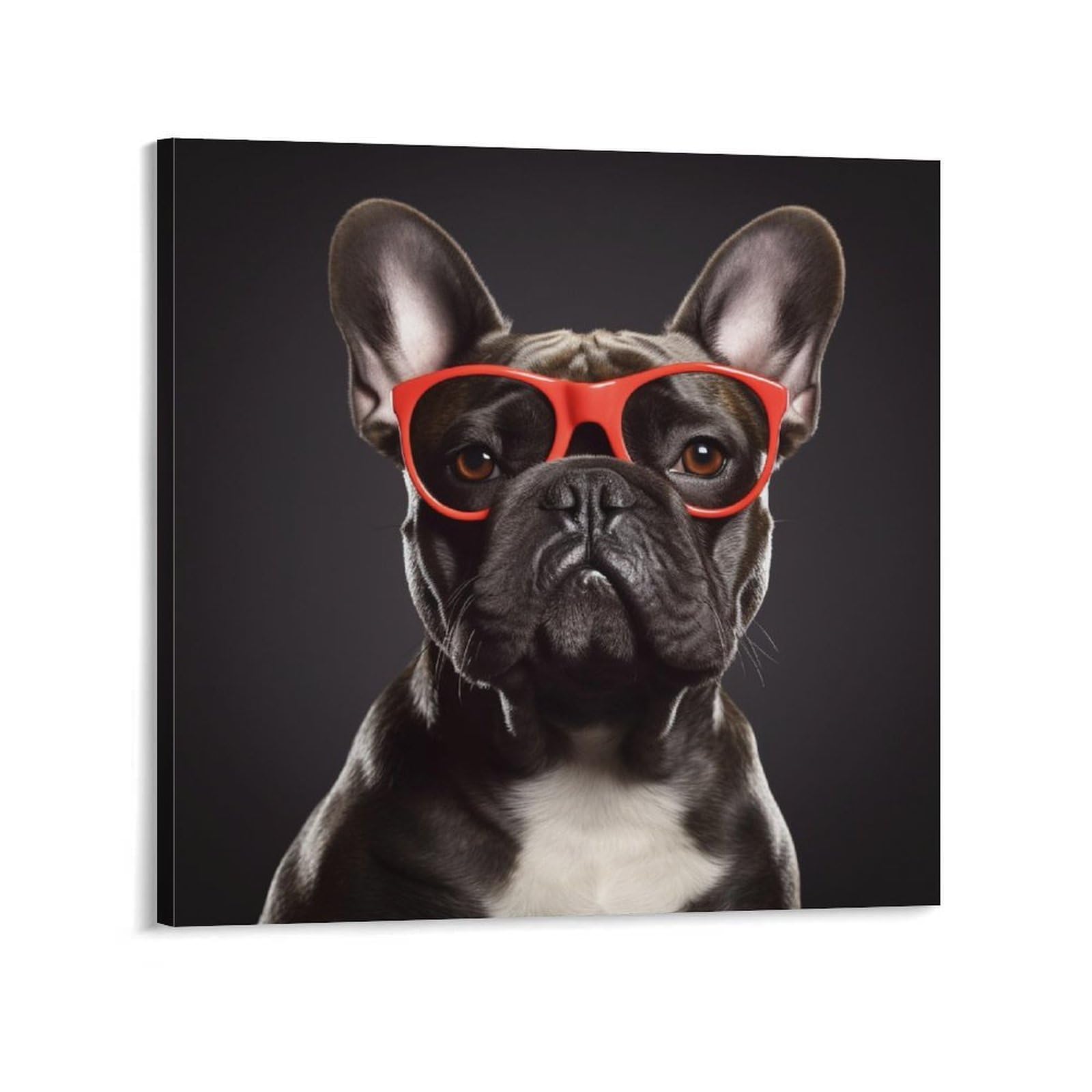 French Bulldog Canvas Wall Art for Bedroom 24x24inch(60x60cm) Canvas Prints Artwork for Walls Modern Picture Artwork Painting for Living Room Aesthetic Wall Paintings for Bathroom Kitchen Office Decor