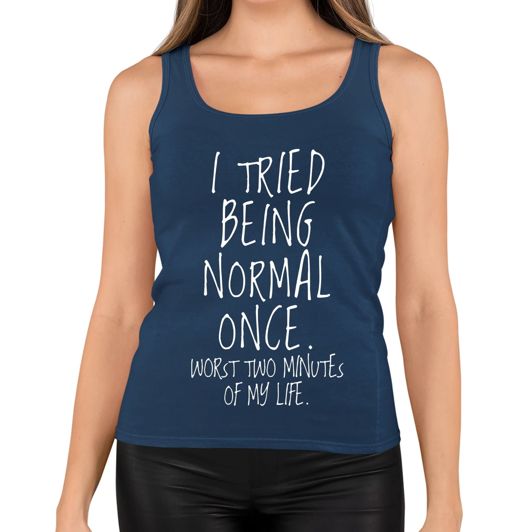 Flip Women's Navy Blue I Tried Being Normal Once Funny Slogan Vest Tank Top Uk 16 (Xxl)