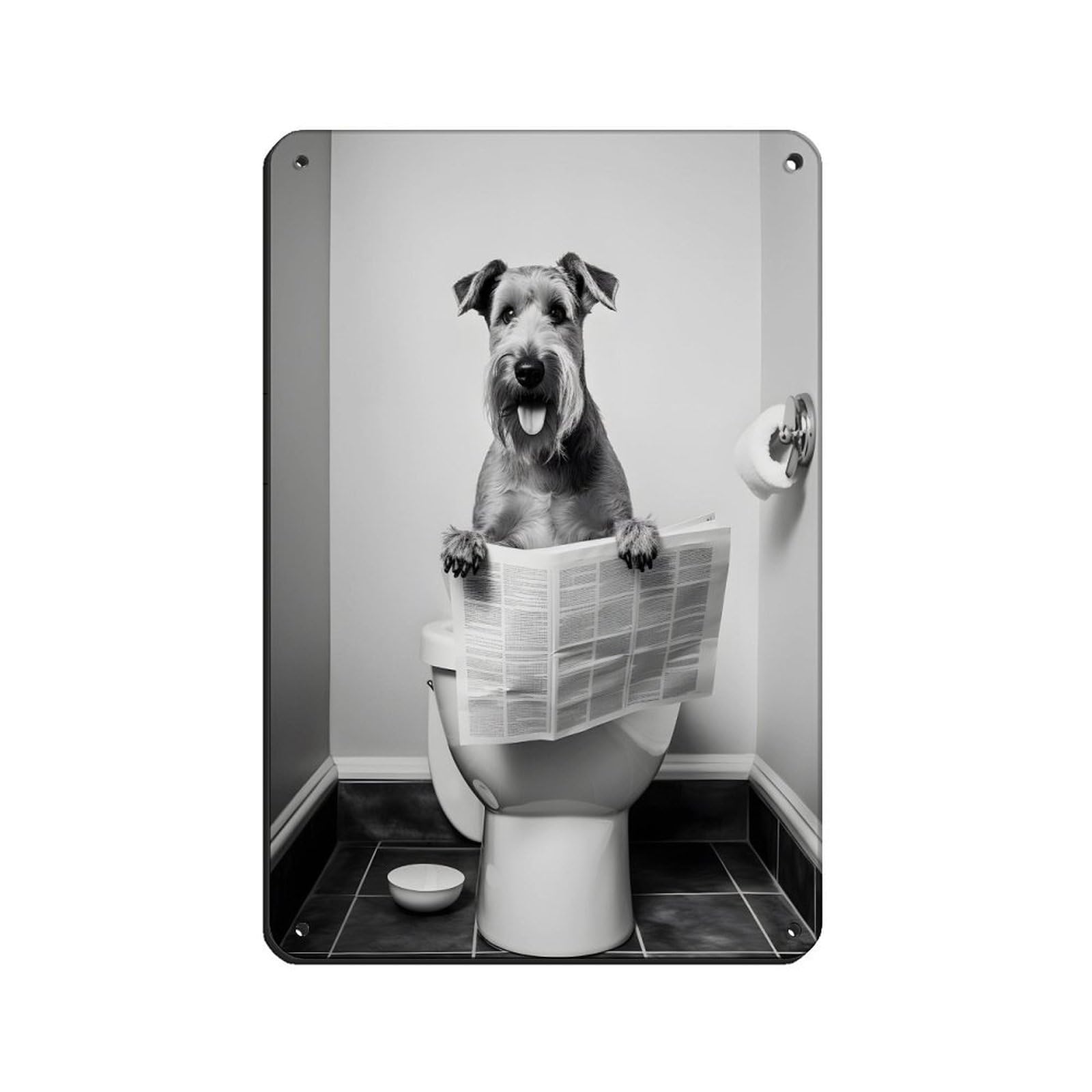 Airedale Terrier, Funny Bathroom Decor Retro Poster Metal Tin Sign Chic Art Retro Iron Painting Bar People Cave Cafe Family Garage Poster Wall Decoration 8x12inch(20x30cm)
