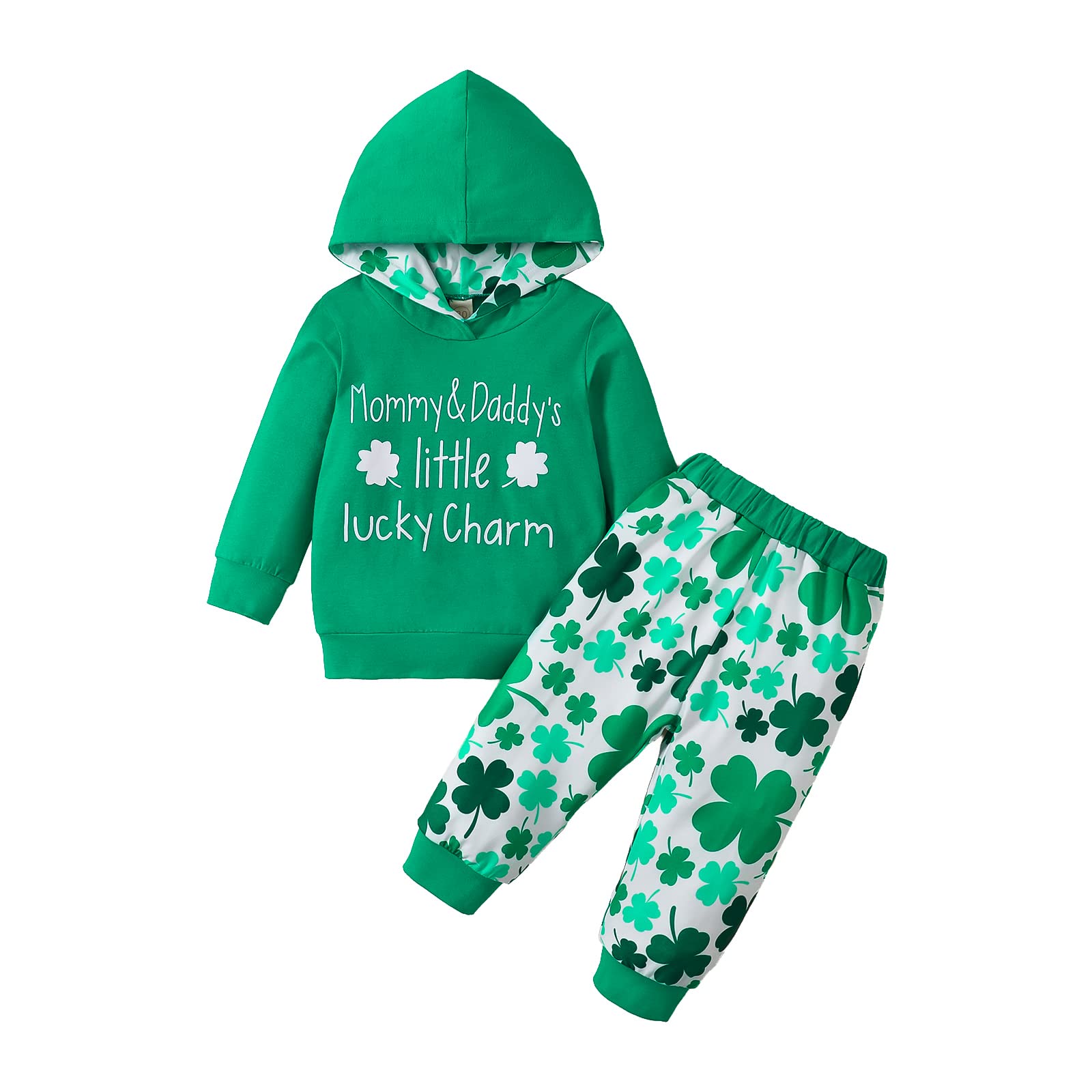 GOOCHEERSt. Patrick's Day Baby Boy Girl Outfit Long Sleeves Hoodie Top Pants Baby Boys Girls St Patrick's Day Clothes