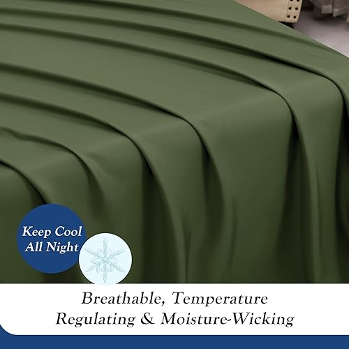Miniatura 3 de YIYEA Sábanas de cama de tamaño individual, 100% viscosa orgánica derivada del bambú, sábanas refrescantes transpirables de 400 hilos de lujo para