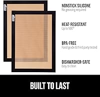Vista 2 de GORILLA GRIP Tapete de silicona antiadherente reutilizable para hornear, paquete de 2, sin BPA, apto para horno para hornos tostadores, mini hojas