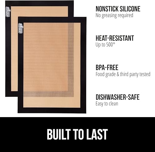 Miniatura 2 de GORILLA GRIP Tapete de silicona antiadherente reutilizable para hornear, paquete de 2, sin BPA, apto para horno para hornos tostadores, mini hojas