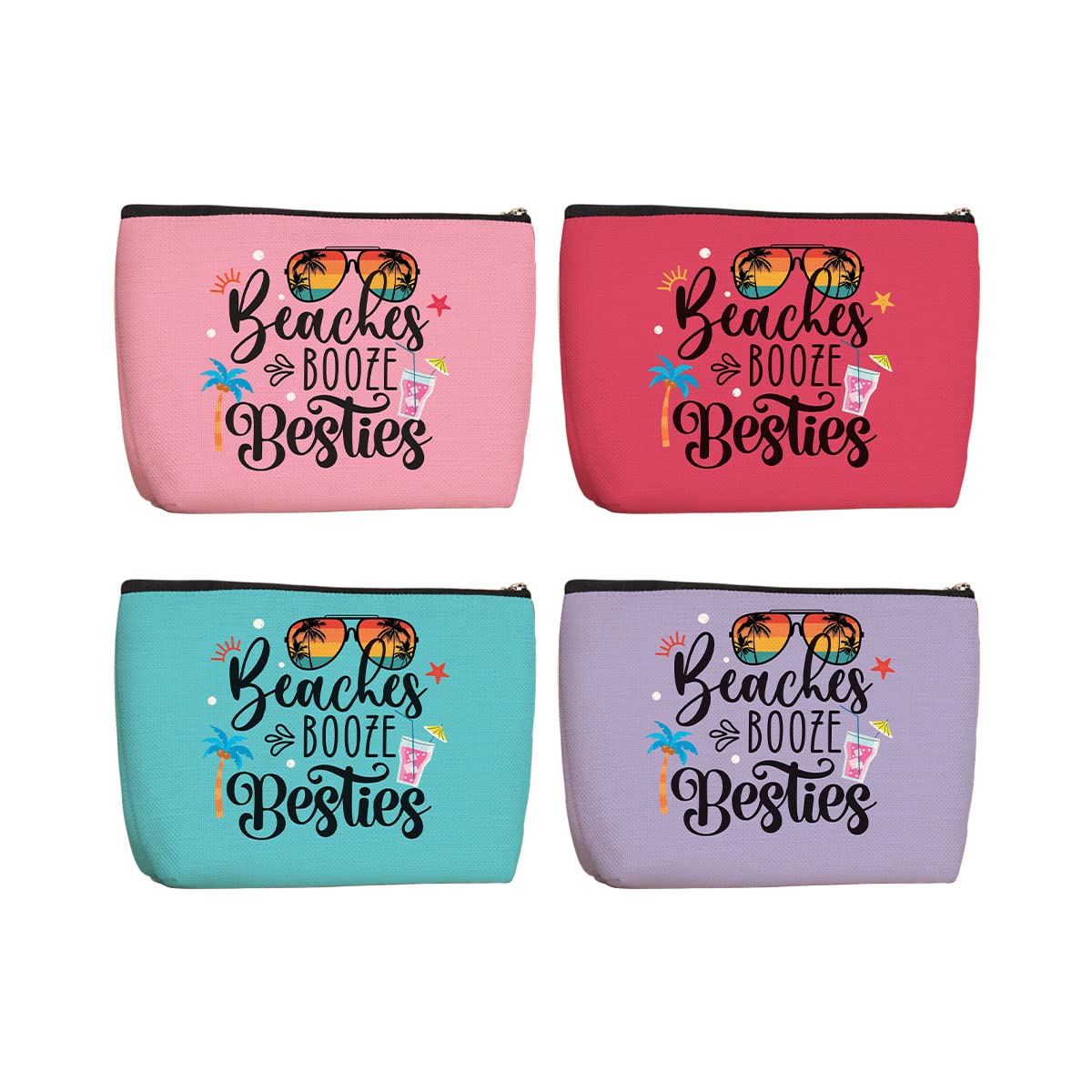 Wenboco 4Pcs Girls Trip Gifts Makeup Bag Favors Friendship Gifts for Women Friends Bestie Gifts Girls Weekend Gift Beach Accessories Cosmetic Bags