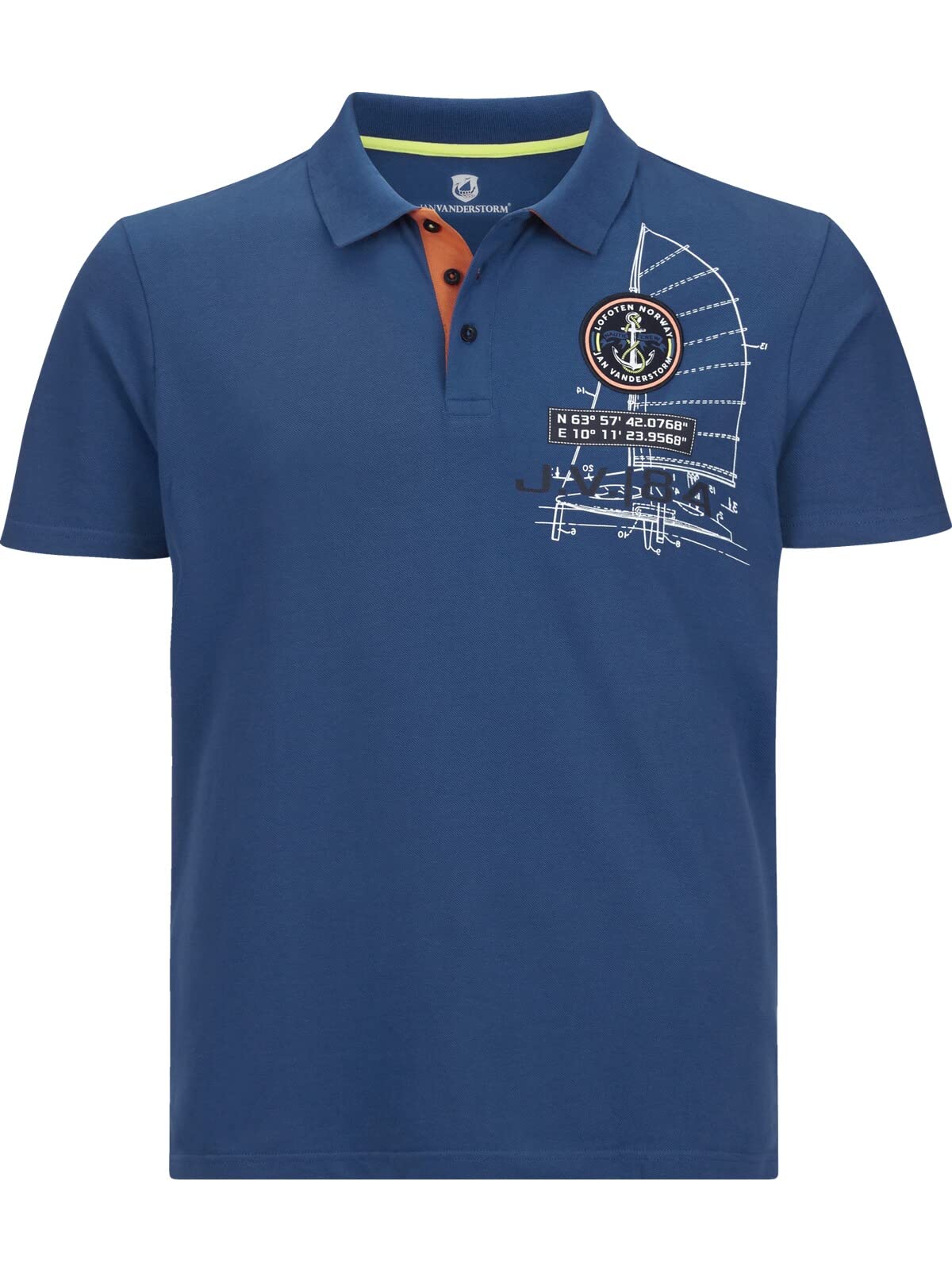 Jan Vanderstorm Herren Poloshirt Nicco | maritim mit Segel-Motiven, große Größen L–7XL, bequemer Comfort-Fit für Männer, Polokragen, 100% atmungsaktives Baumwollpiqué