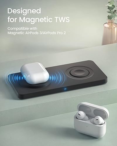 Miniatura 6 de Almohadilla de carga inalámbrica para Apple  Cargador magnético 2 en 1 para iPhone 15141312 Pro MaxProMini, Apple Watch Ultra876SE543, AirPods 3Pro 2
