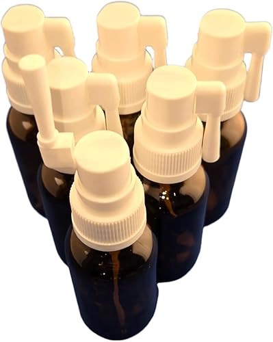 Pulverizador oral vacío de vidrio ámbar para garganta/oído, paquete de 6 unidades para plata coloidal y aceite esencial, 1.0 fl oz (1 oz), paquete