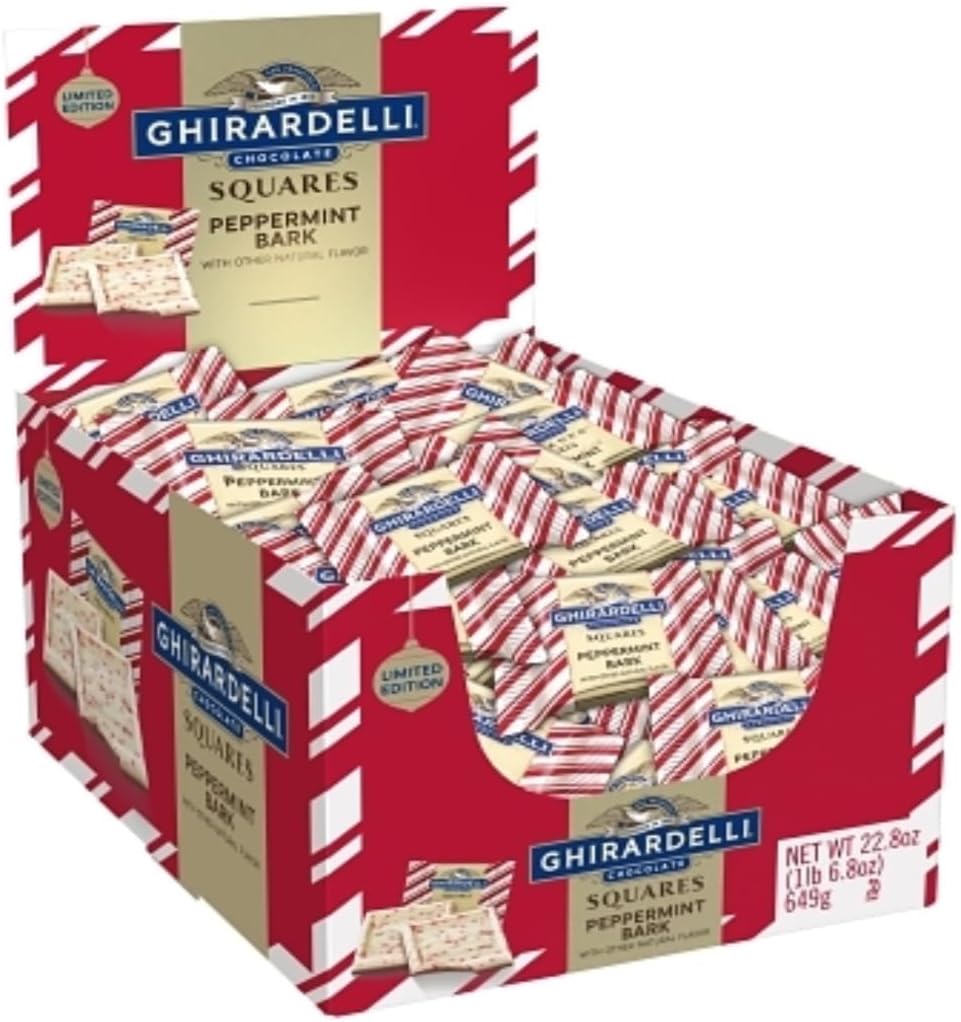 Ghirardelli Peppermint Bark - 22.8 oz Caddy of Peppermint Bark - Enjoy the Delicious and Classic Taste of Ghirardelli Peppermint Bark - Perfect for the Holidays