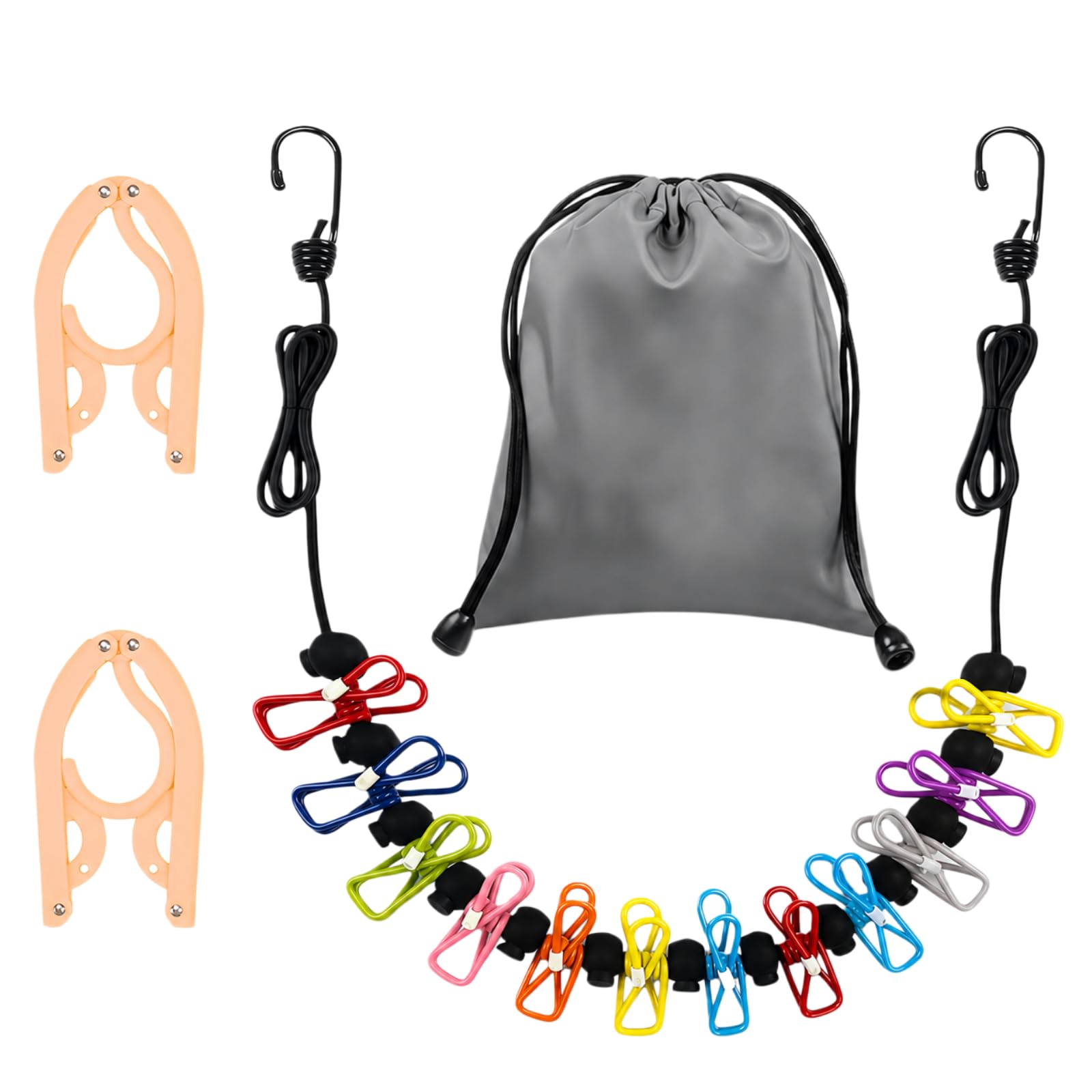 Travel Washing Line with 2 Foldable Hangers, 1.8m Portable Washing Line