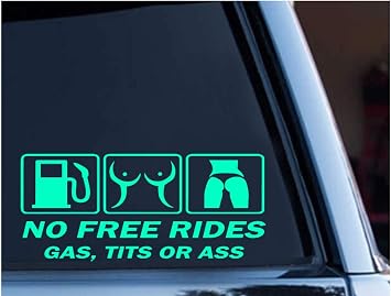 Custom Decal Car fo No Free Ride Gas,Tits,assr Decal for Car, Truck, Funny, Window, Motorcycle, Helmet, Bumper, Decal for Laptop, Phone, Home Decoration / 3in x 7 in/Mint