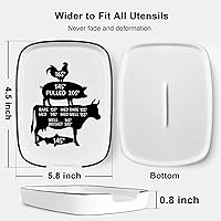 Vista 2 de Divertido soporte grande para cucharas de cerámica, descanso para cucharas para estufa, descanso para cucharas blanco estilo granja para chef