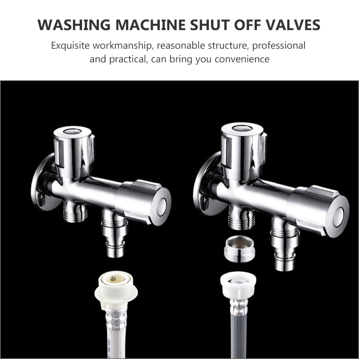 SHINEOFI Válvula de Cierre Doble para Lavadora Diseño Simple y Material de Acero Inoxidable, Práctica Prueba de Fugas para Cocina y Baño