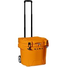 Laka Cooler with Wheels 30QT Rotomolded Insulated Rolling Hard Cooler, Telescoping Handle, Holds 24 Cans + Ice, Up to 7 Days Cold, Drain Plug, Cup Holders + Bottle Opener, Beach/Camping/Boat