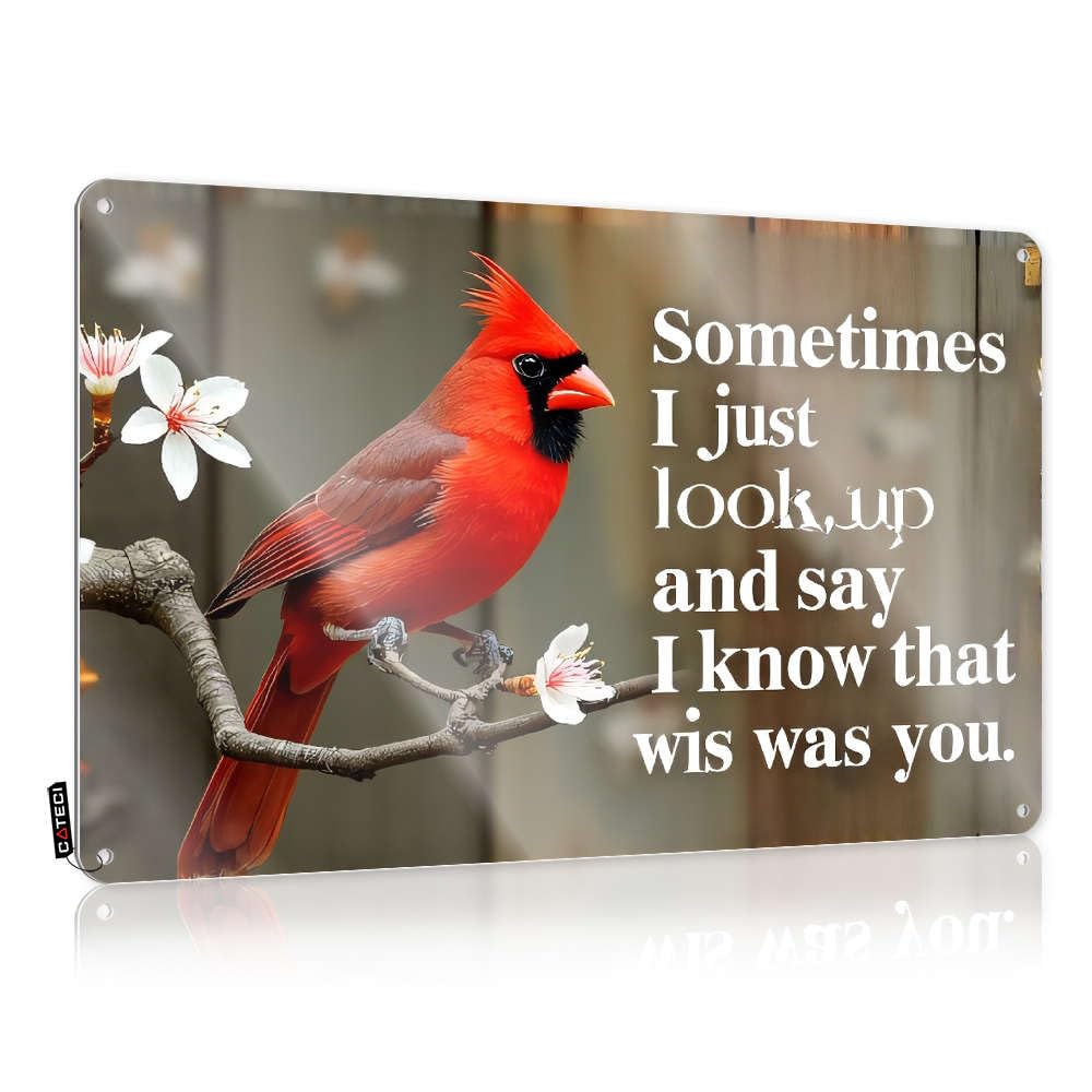 Tinplate Sign For Country Bedroom Decor Retro Wall-mounted | Tiki Open Bar & Funny Wall Women : A Red Bird With White Flowers.
