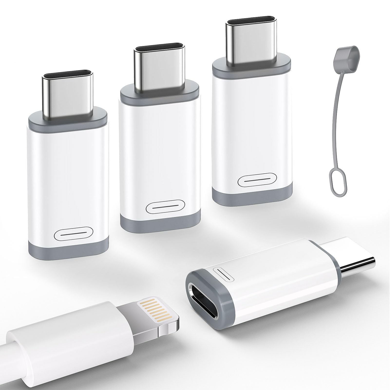 4 Pack Lightning to USB C Charge Adapter for iPhone 15/16/17 Pro Max/Plus S24 Support Charging & Data Transfer,Type C Charger Connector Cable-NOT