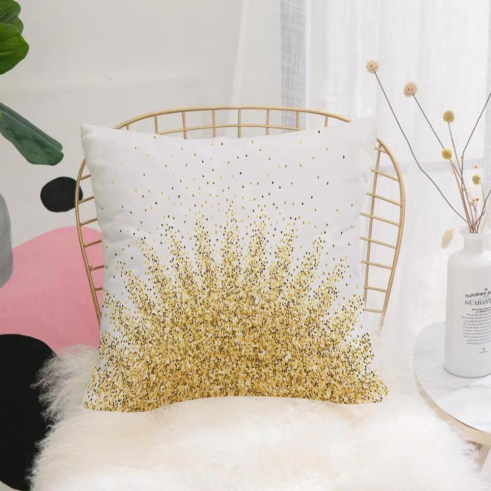 HYMSXW Cushion Cover,Throw Pillow Case Home Decorative for Living Room Bedroom Sofa Chair 20X20 Inch,glitter luxury sparkling confetti. Scattered small gold particles on white back,Pillowcase 50X50cm