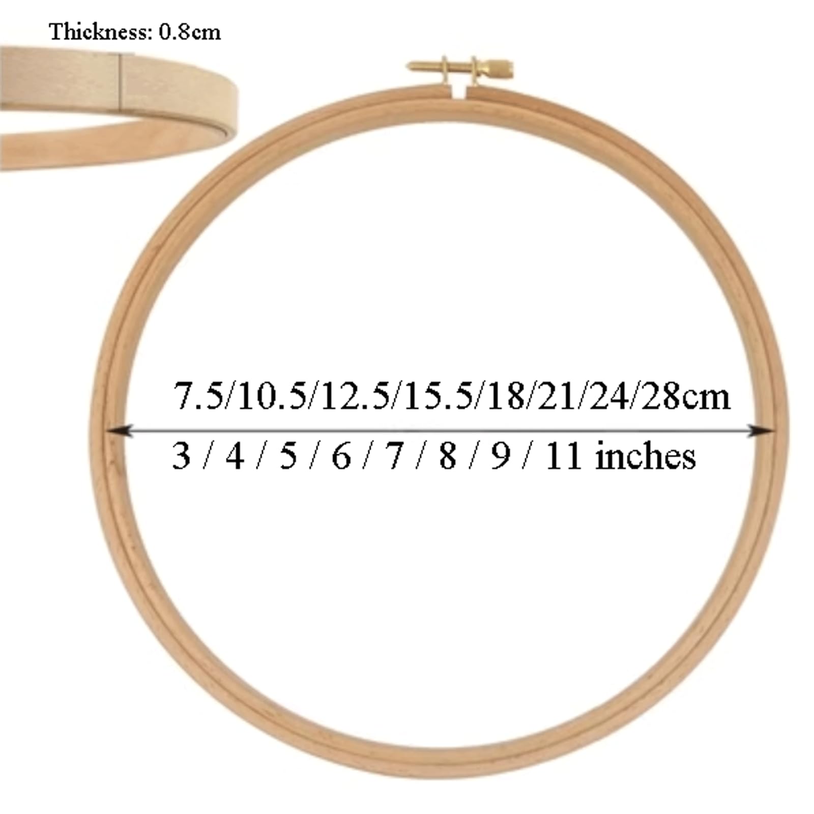 Soporte para aro de bordado DIY, kit de costura para punto de cruz, 2 piezas, madera de haya, marco circular de exhibición de 3 a 11 pulgadas, círculo de costura para manualidades de costura y bo