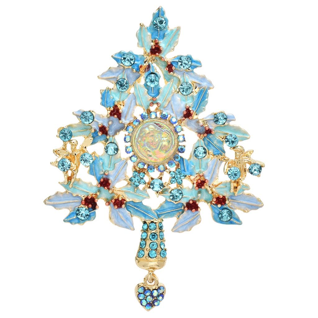 Broszki drzewne dla kobiet uroda Rhinestone noworoczne rośliny Party Office broszka Pin prezenty