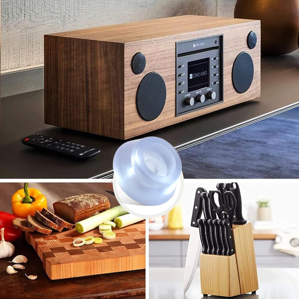 HASTHIP® 20Pcs Transparent Rubber Bush for Furniture Legs - Flat Rubber Round Feet with Screws Non-Slip Anti-Vibration Bumper Pads for Furniture, Cases, Electronics (Ø - 47mm, H - 12mm)