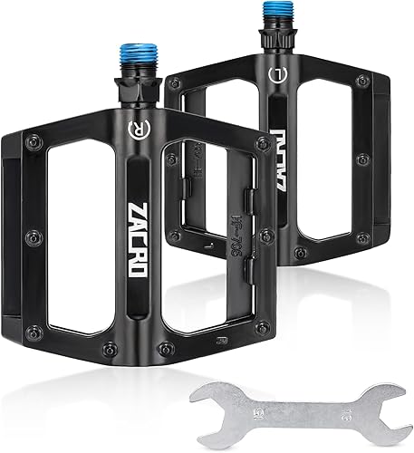 Zacro Mountain Bike Pedals with 2 High-Speed DU Sealed Bearings, Bike Pedals of 916 Inch, Aluminum Bicycle Flat Pedals, Non-Slip and Durable Pedals