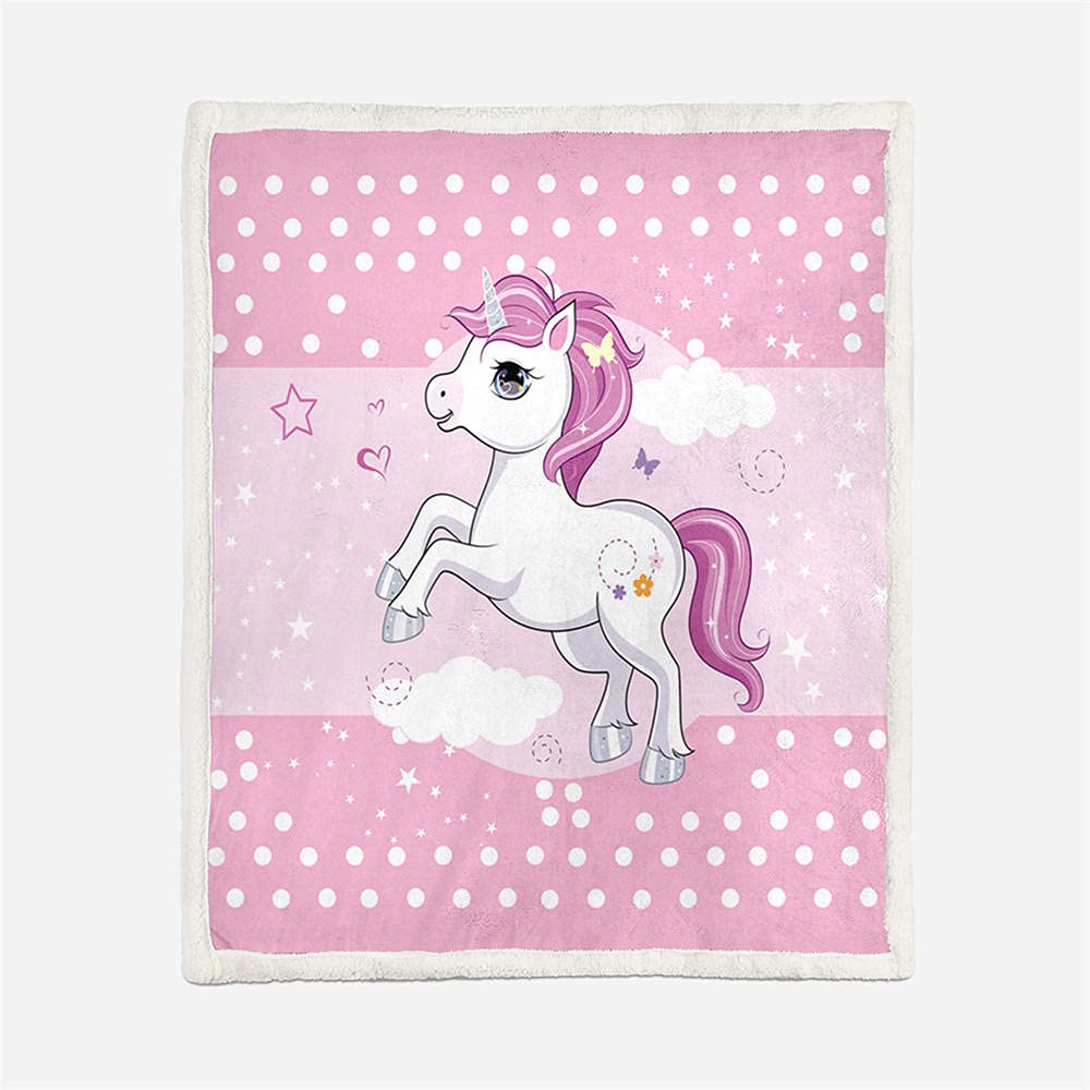 Plaid Polaire Couverture Imprimée Cheval Licorne Et Fée Pour Canapé Ou