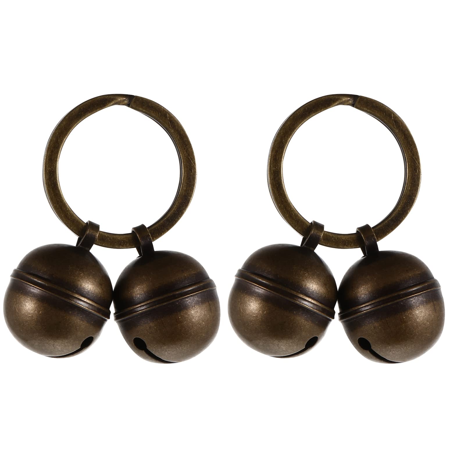 Angoily 2 Sets Pet Bell Mini Keychain Small Cat Collar Vintage Keys Metal Bells Keychain Bell Dog Bell Charm, 5X5X2CM, Copper Faux Leather, copper No Gemstone