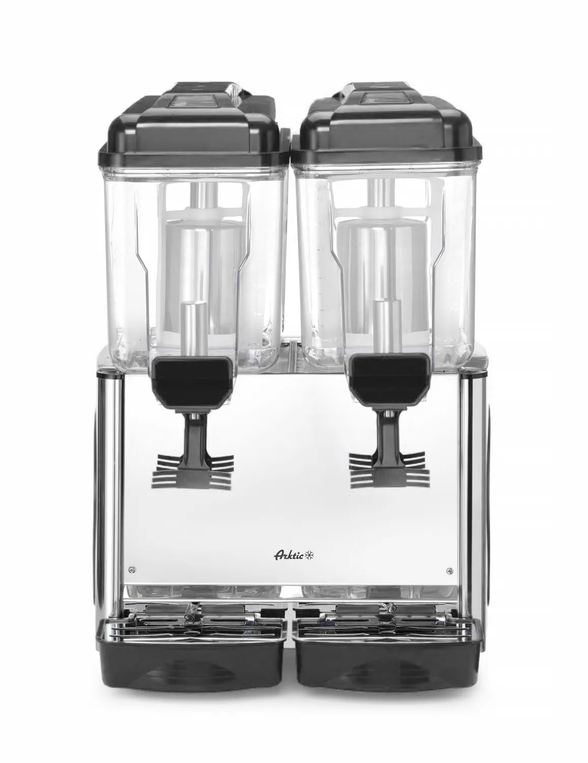 HENDI Distributore di succo refrigerato 2x12L, Arktic, sistema di miscelazione magnetico, 0-​10°C, 230V, 370W, 485x415x(H)​645mm, nero, ABS e Tritan