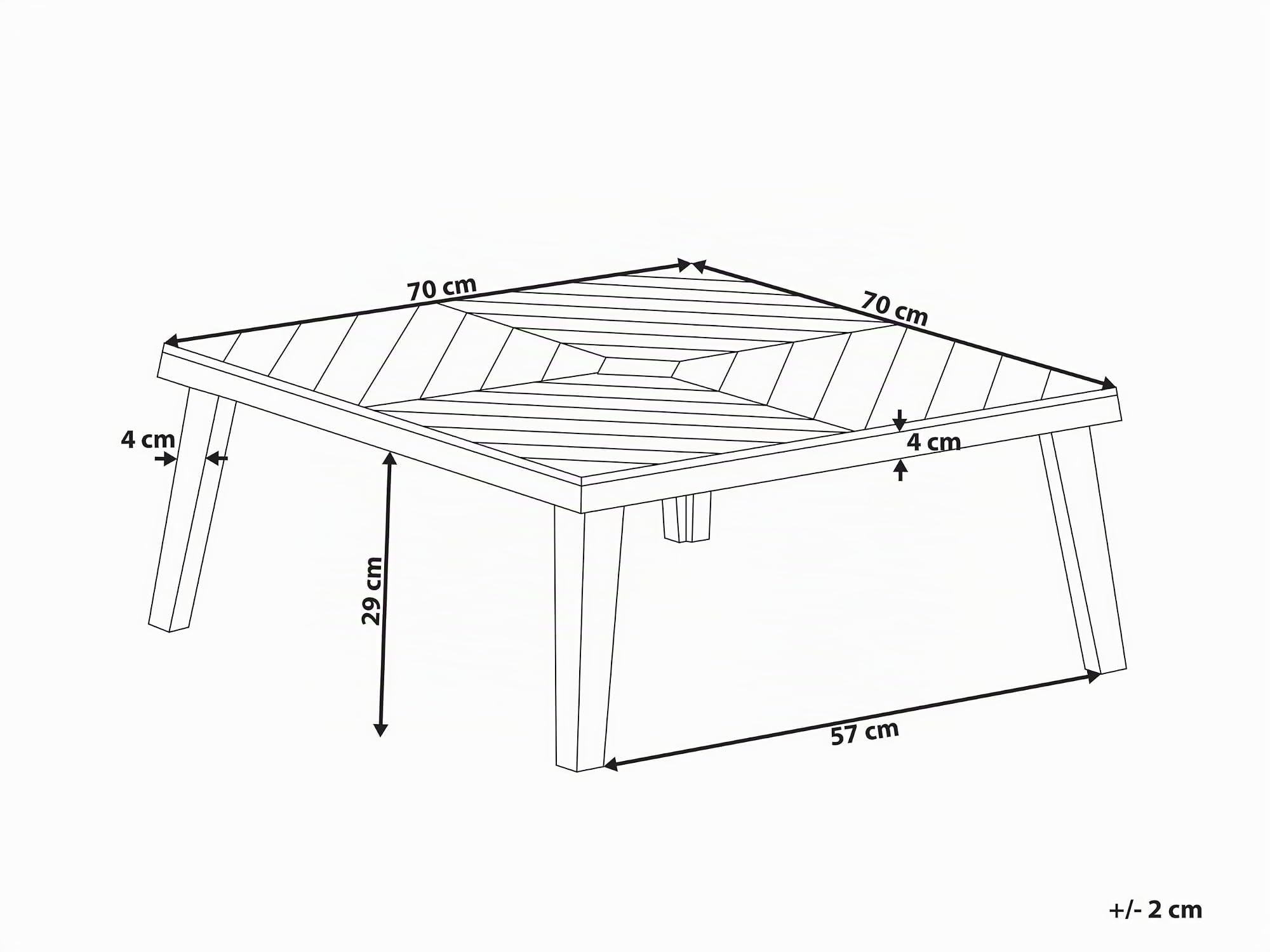 Beliani Table Basse de Jardin Claire en Bois d'Acacia 70 x 70 cm Moderne UV Résistant Baratti
