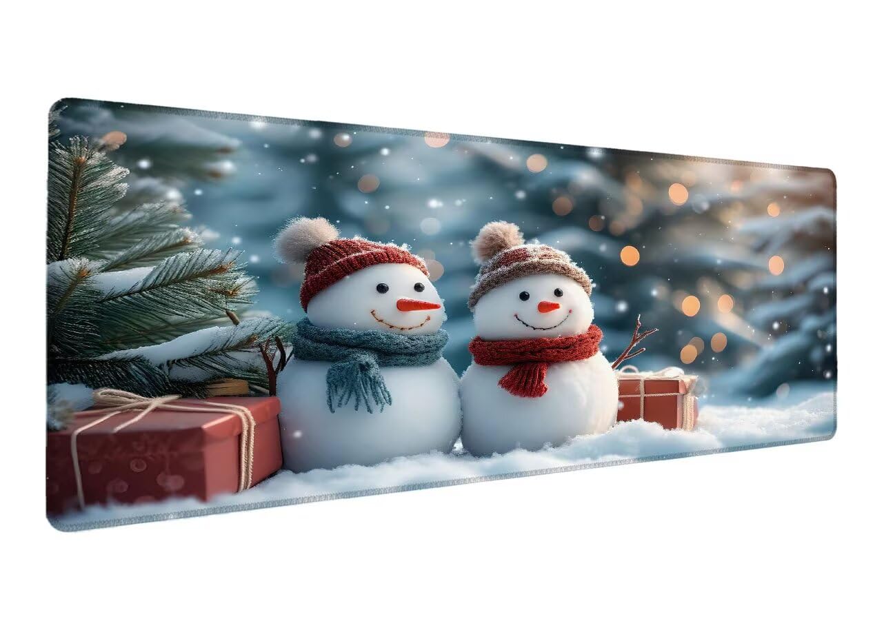 Alfombrilla Ratón, Alfombrilla Gaming Muñeco Nieve XXL 1200x600x3mm, Extendida Base de Antideslizante Caucho Mouse Pad Árbol, Protector Escritorio con Bordes Cosidos, Mejora precisión y Velocidad Y-2