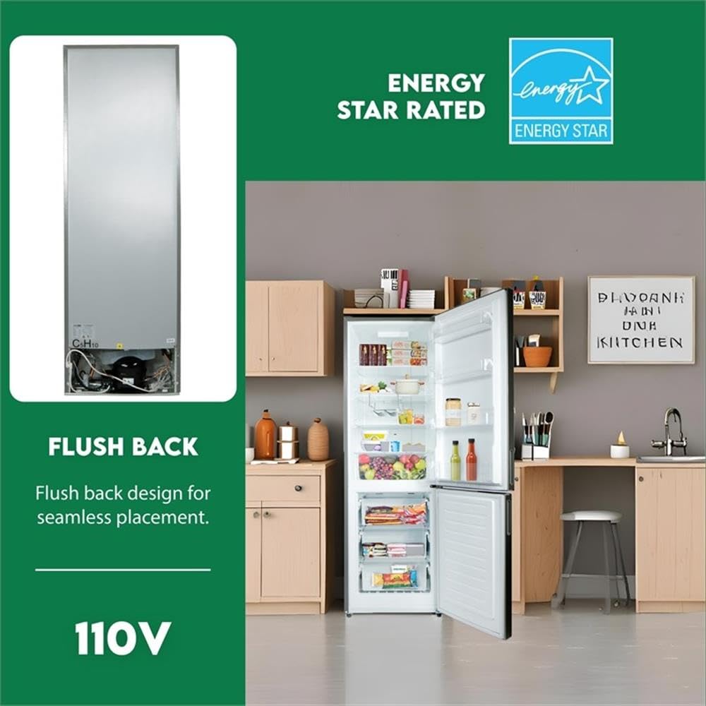 Pemberly Row 11cf Bottom Freezer Refrigerator 24in W/Wine Rack Stainless 110v on Fridge.com - View 5