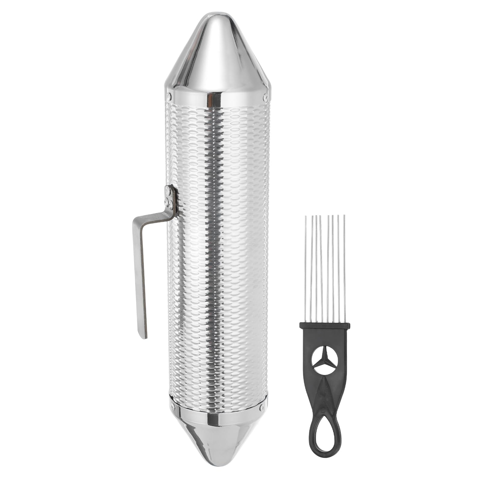 QUARKZMAN Edelstahl Guiro Shaker Instrument 3" x 15" Latin Percussion Instrument mit Schaber Musiklernwerkzeug Metall Guiro für Band Sand Hammer Performance