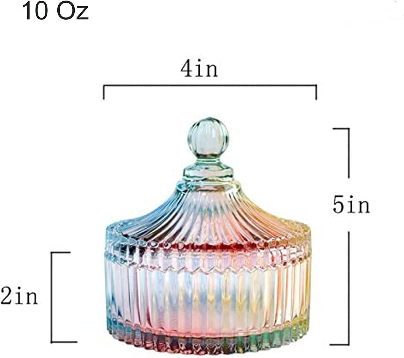 LUCKTE Royal Embossed Clear Glass Apothecary Jar with Lids,Candy Jar Containers Wedding Candy Buffet Jars,Crystal Jewelry Box Glass Biscuit Jar-10 Oz(Tent)