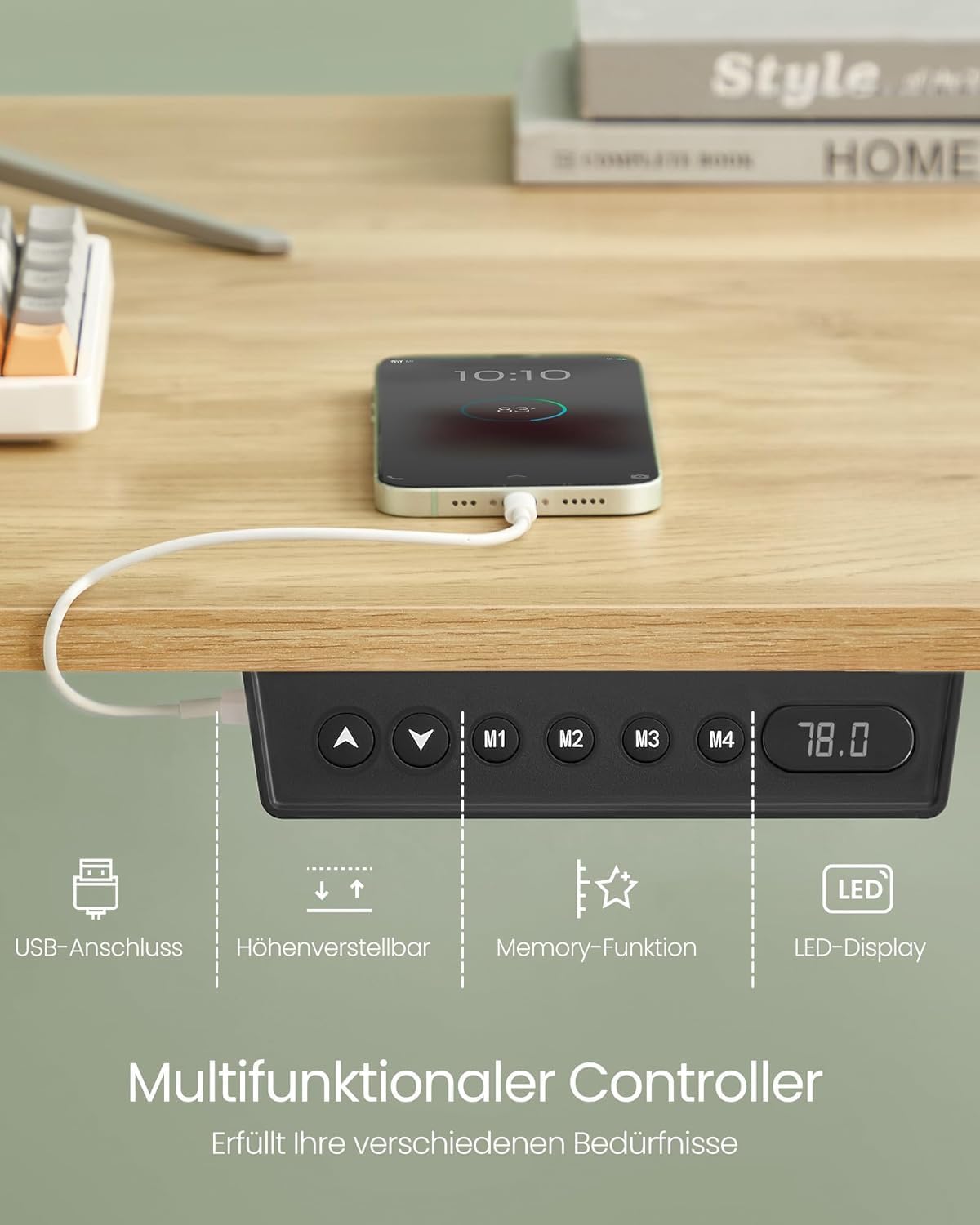 Close-up of the multifunctional controller with USB port