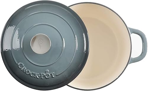 Miniatura 4 de Crock Pot olla para horno holandés de hierro fundido artesanal de 7 cuartos de galón Gris slate gray