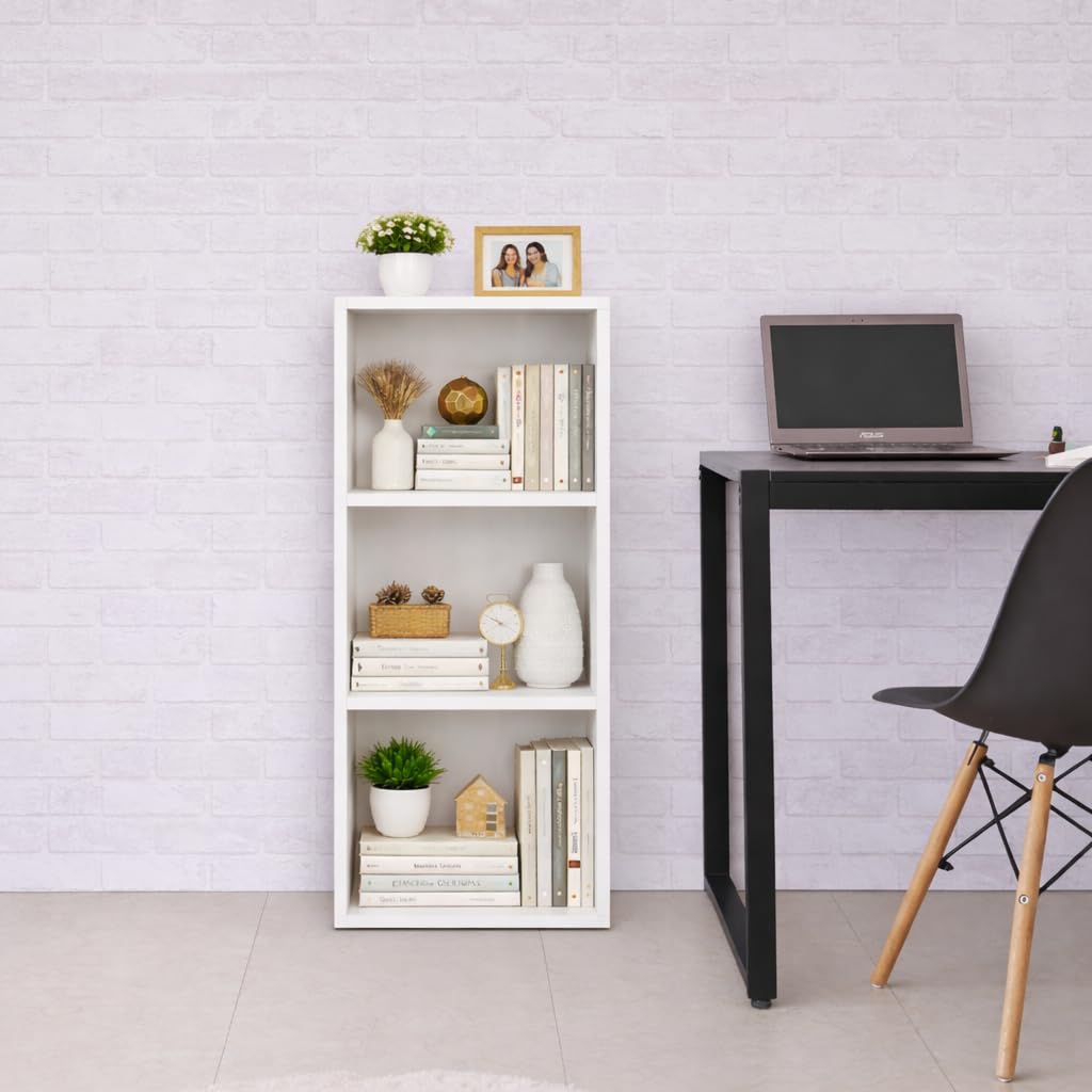 Layered Storage Cabinet Dual-Use Bookcase Toy Organizer White, 3 Tier-image-18