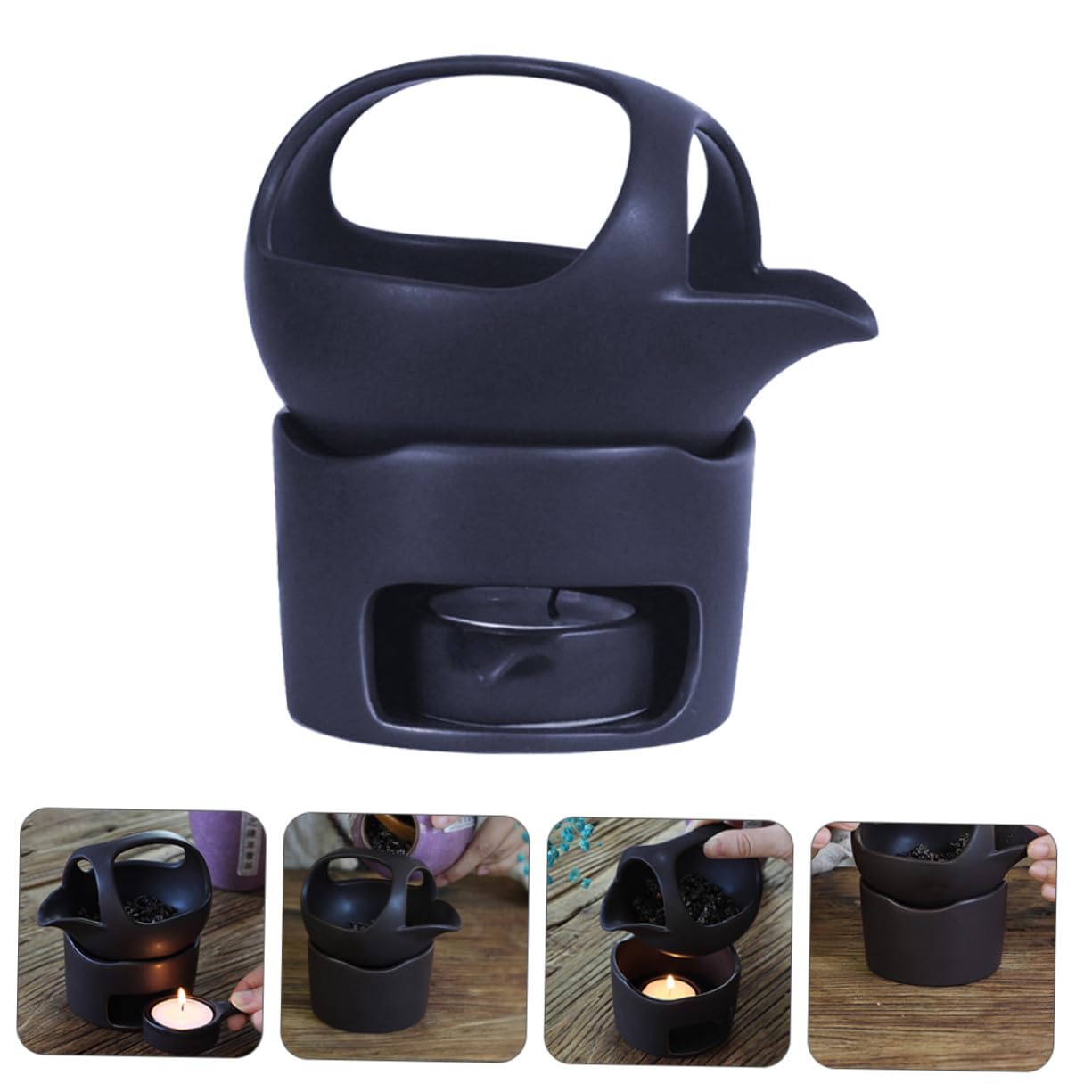 TOYANDONA Mini Tetera y Infusionar Té Marrón Ligera y Portátil de Cerámica Soporte para Vela, Herramienta Práctica para Hornear en Casa