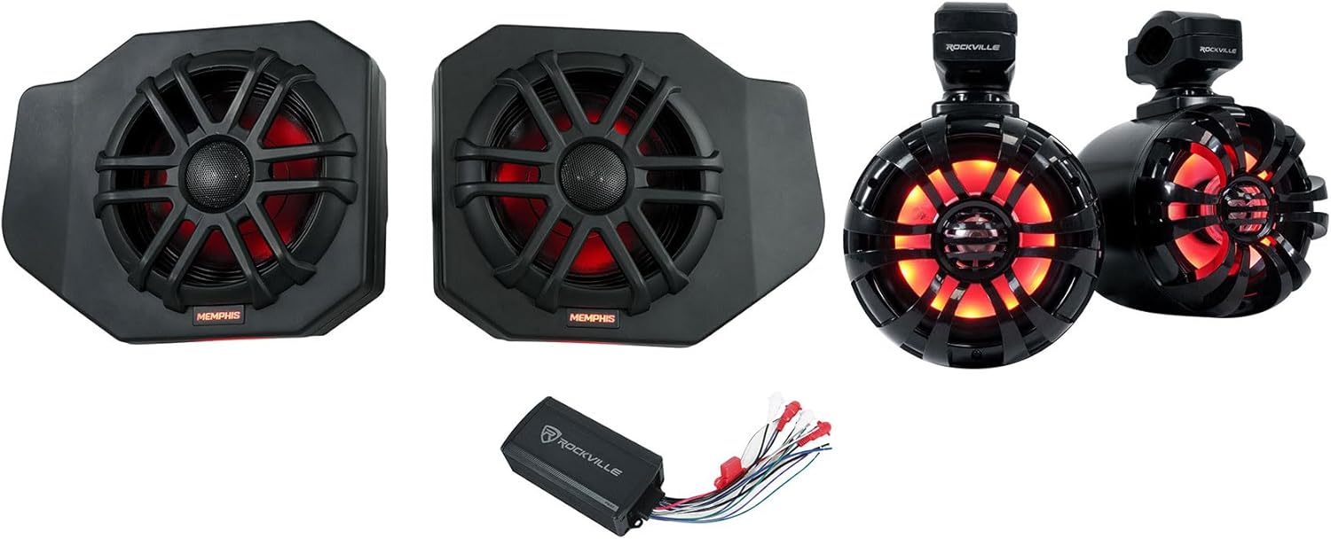 Memphis Audio RNGR65FE18 Bundle Altavoces LED y Amplificador