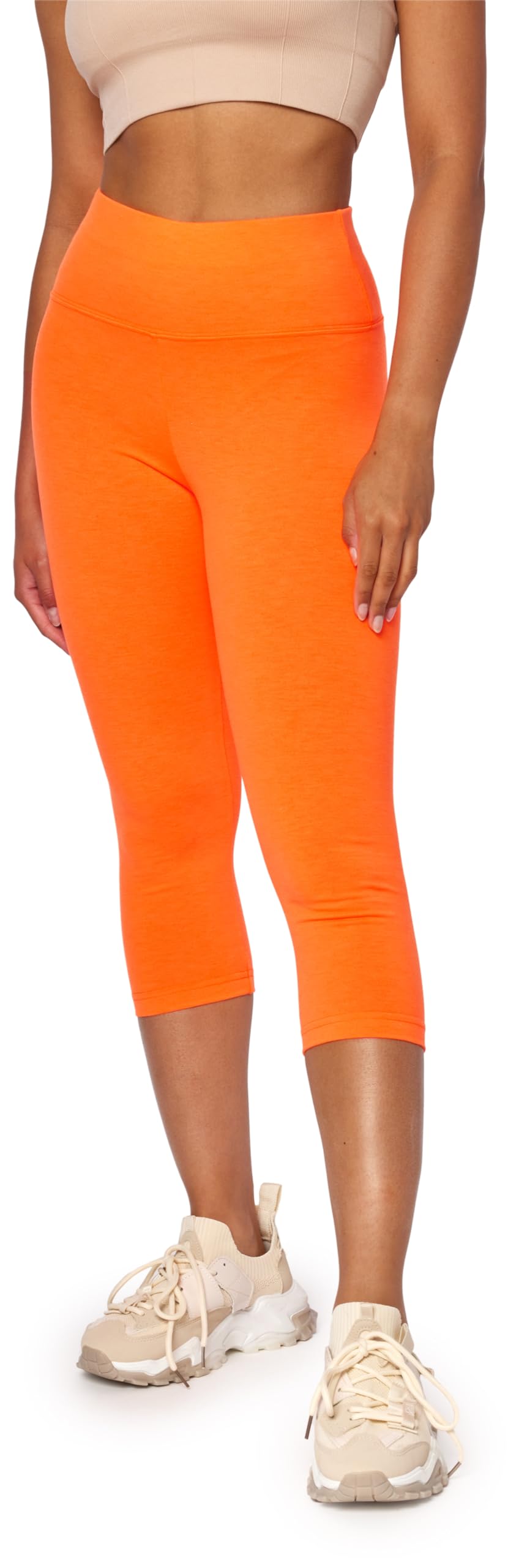 Bellivalini Neon Leggings Damen High Waist 3/4, Gym Damen Leggings, Knallige Hosen ideal als Festival Outfit oder Teil von einem 80er Jahre Outfit BLV50-298